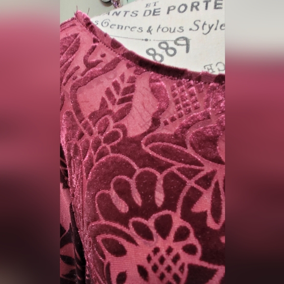 Velvet Burn Out Peasant Top - Picture 3 of 7